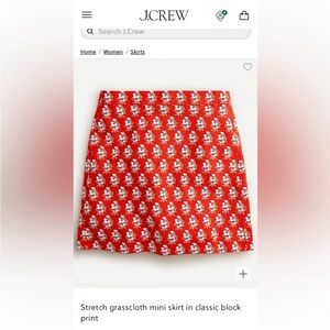 J. Crew Stretch Grasscloth mini skirt in classic block print.